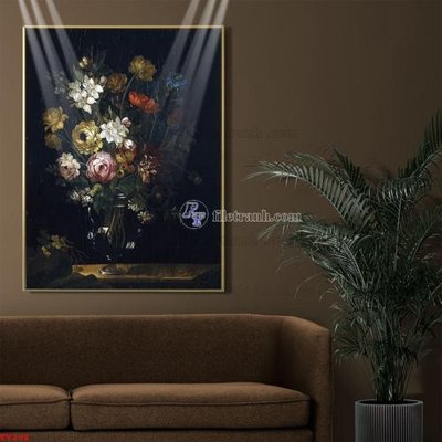 Hình ảnh gốc Tranh tĩnh vật sơn dầu hoa châu âu TV298 (để in khổ lớn)