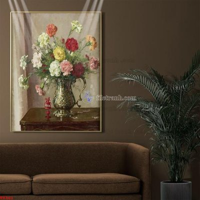 File tranh Tranh tĩnh vật sơn dầu hoa châu âu TV361 (bản gốc) treo quán cafe