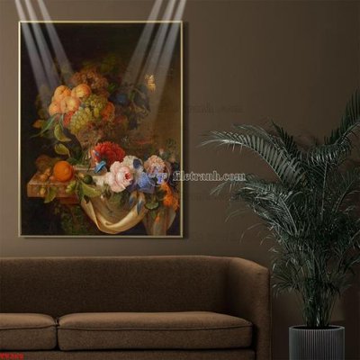 File gốc Tranh tĩnh vật sơn dầu hoa châu âu TV368 (in mica) trang trí