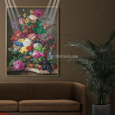 Tải file Tranh tĩnh vật sơn dầu hoa châu âu TV412 (ảnh gốc) in gạch 3D