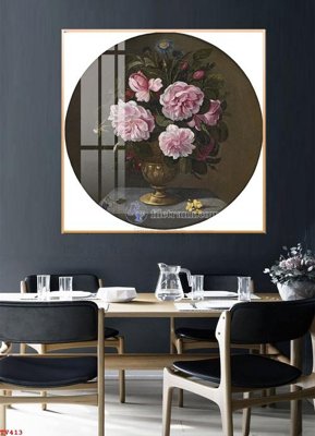 File in ấn Tranh tĩnh vật sơn dầu hoa châu âu TV413 chuyên nghiệp