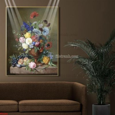 File gốc Tranh tĩnh vật sơn dầu hoa châu âu TV424 (in tráng gương) nghệ thuật
