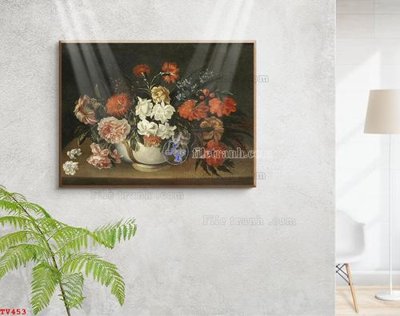 Tải file Tranh tĩnh vật sơn dầu hoa châu âu TV453 (gốc) chủ đề hoa sen