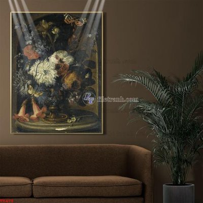 File gốc Tranh tĩnh vật sơn dầu hoa châu âu TV478 (in lụa) họa tiết 3D