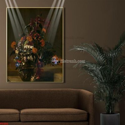 File tranh PSD Tranh tĩnh vật sơn dầu hoa châu âu TV485 chất lượng cao