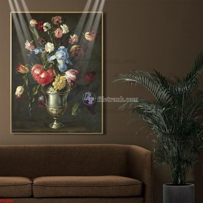 File gốc Tranh tĩnh vật sơn dầu hoa châu âu TV486 (in mica) trang trí