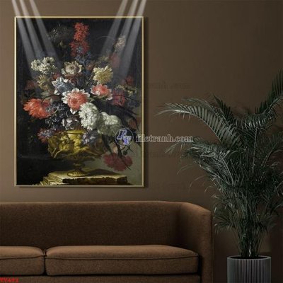 Download file gốc Tranh tĩnh vật sơn dầu hoa châu âu TV491 (in mica) logo