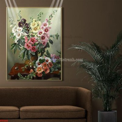 Download file gốc Tranh tĩnh vật sơn dầu hoa châu âu TV505 (độ nét cao)