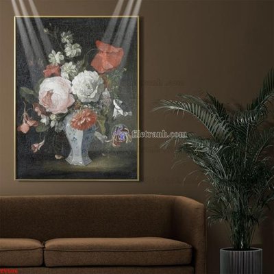 File in trần Tranh tĩnh vật sơn dầu hoa châu âu TV506 (file gốc) phong thủy