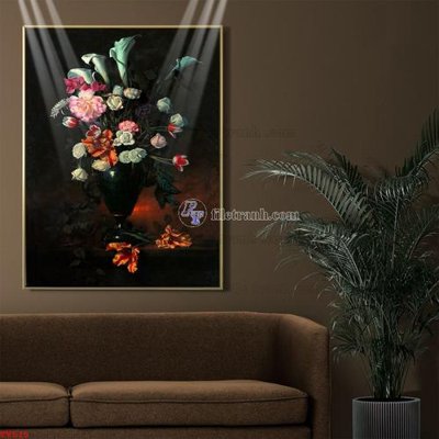 Download file gốc Tranh tĩnh vật sơn dầu hoa châu âu TV515 (in mica) logo