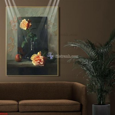 File gốc Tranh tĩnh vật sơn dầu hoa châu âu TV535 (trang trí) phòng làm việc