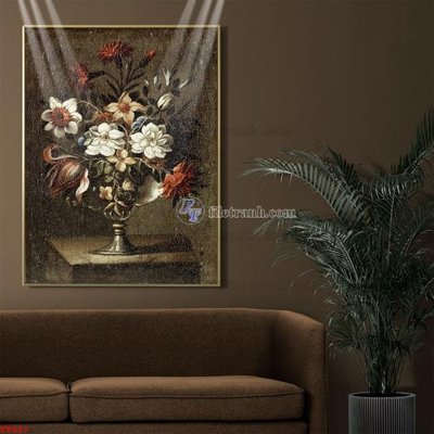 File PSD Tranh tĩnh vật sơn dầu hoa châu âu TV557 (bản gốc) đã tách nền
