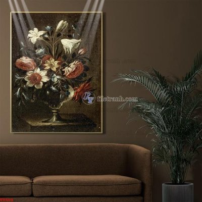 Tải file Tranh tĩnh vật sơn dầu hoa châu âu TV558 (gốc) in tranh tráng gương