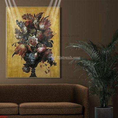 Tải file gốc Tranh tĩnh vật sơn dầu hoa châu âu TV567 (in khổ lớn) không mờ
