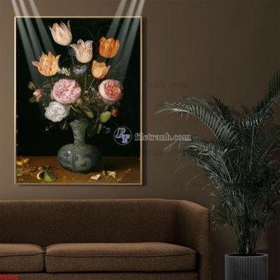 Hình ảnh file gốc in trần nhà Tranh tĩnh vật sơn dầu hoa châu âu TV600