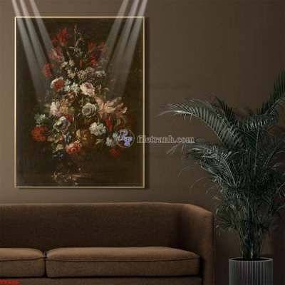 Download file gốc Tranh tĩnh vật sơn dầu hoa châu âu TV606 (in mica) trang trí