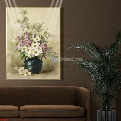 File tranh in trần Tranh tĩnh vật sơn dầu hoa châu âu TV619 (ảnh gốc siêu nét)