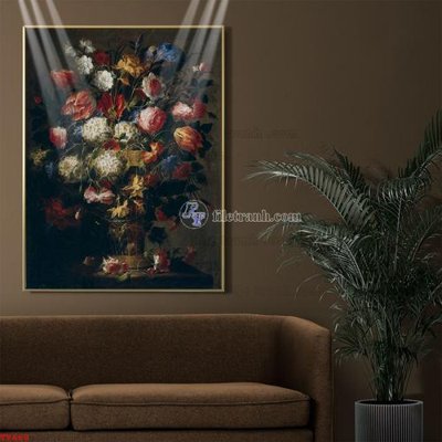 Hình ảnh file gốc Tranh tĩnh vật sơn dầu hoa châu âu TV668 cho in UV