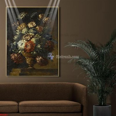 File PSD Tranh tĩnh vật sơn dầu hoa châu âu TV687 (chất lượng in ấn)