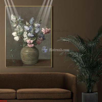 File gốc Tranh tĩnh vật sơn dầu hoa châu âu TV724 (in mica) trang trí