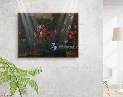 Tải file Tranh tĩnh vật sơn dầu hoa châu âu TV732 (gốc) in trên mọi chất liệu