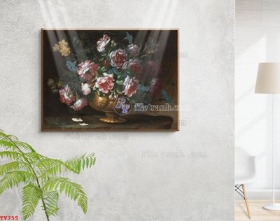 Mua file tranh gốc Tranh tĩnh vật sơn dầu hoa châu âu TV755 tại Filetranh.com