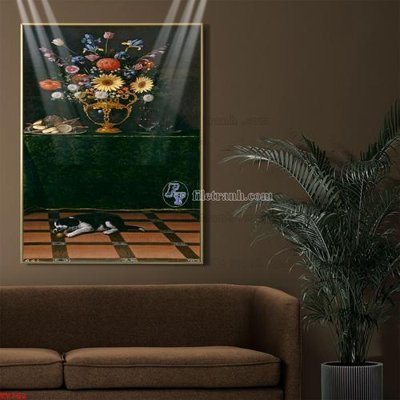 File tranh in tráng gương Tranh tĩnh vật sơn dầu hoa châu âu TV762 (siêu nét)