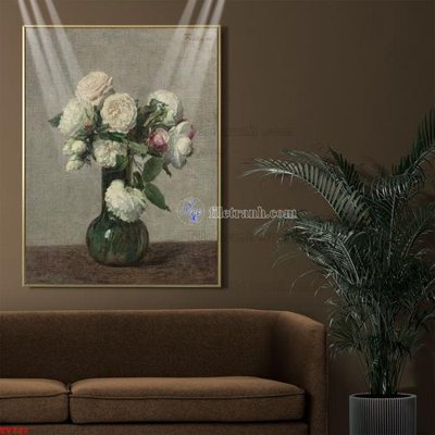 File ảnh Tranh tĩnh vật sơn dầu hoa châu âu TV787 (gốc) in PP, decal