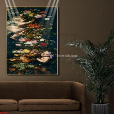 File in lụa Tranh tĩnh vật sơn dầu hoa châu âu TV805 (hoa văn) Tranh tĩnh vật sơn dầu hoa châu âu TV805