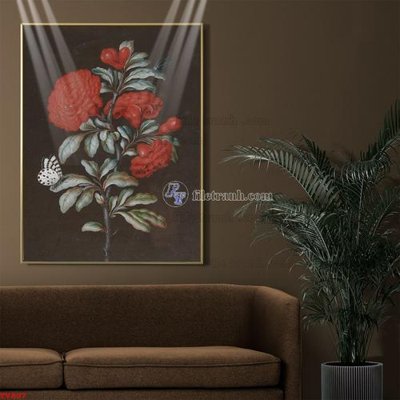 File gốc Tranh tĩnh vật sơn dầu hoa châu âu TV807 (in mica) làm bảng hiệu