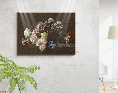 File PSD Tranh tĩnh vật sơn dầu hoa châu âu TV817 (bản gốc) độ phân giải cao