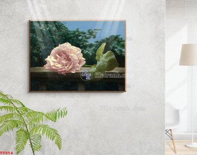 File gốc Tranh tĩnh vật sơn dầu hoa châu âu TV854 (in tráng gương) sang trọng