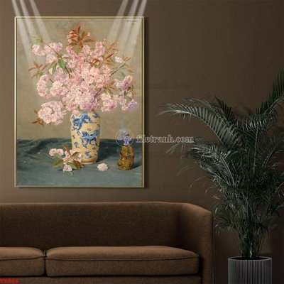 File in ấn Tranh tĩnh vật sơn dầu hoa châu âu TV866 (bản gốc) cao cấp