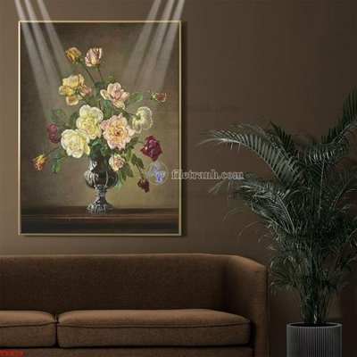File gốc Tranh tĩnh vật sơn dầu hoa châu âu TV879 (cho in ấn) độc quyền