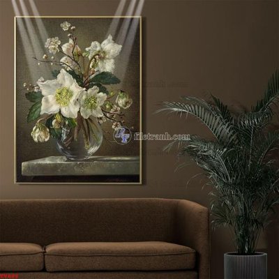 File gốc Tranh tĩnh vật sơn dầu hoa châu âu TV889 (phong cách) tối giản