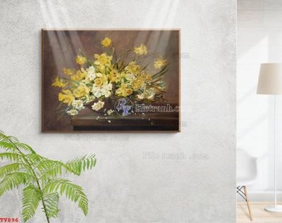 File tranh Tranh tĩnh vật sơn dầu hoa châu âu TV896 (gốc) chủ đề trừu tượng