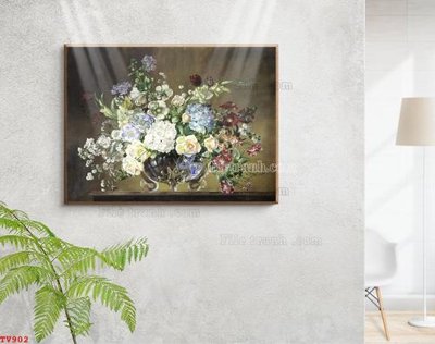 Tải file Tranh tĩnh vật sơn dầu hoa châu âu TV902 (gốc) chủ đề tôn giáo