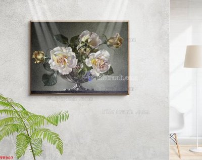 Tải về file gốc Tranh tĩnh vật sơn dầu hoa châu âu TV907 (dùng cho in quảng cáo)