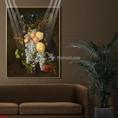 File tranh Tranh tĩnh vật sơn dầu hoa châu âu TV910 (gốc) in trên kính