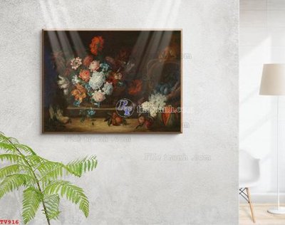 File ảnh Tranh tĩnh vật sơn dầu hoa châu âu TV916 (gốc) cho trang trí nhà hàng