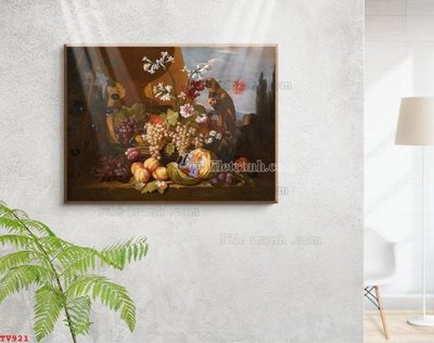 Tải file gốc Tranh tĩnh vật sơn dầu hoa châu âu TV921 (in khổ lớn) không mờ