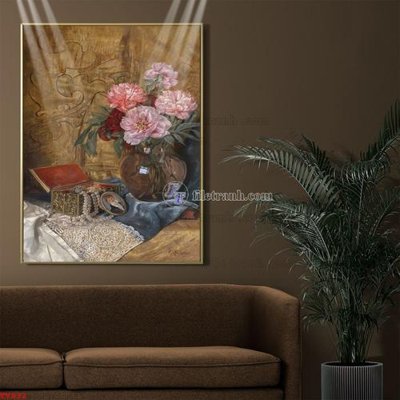 File tranh gốc Tranh tĩnh vật sơn dầu hoa châu âu TV932 (bản quyền) file PSD