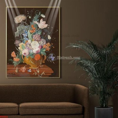 Download file Tranh tĩnh vật sơn dầu hoa châu âu TV933 (gốc) in mica cao cấp