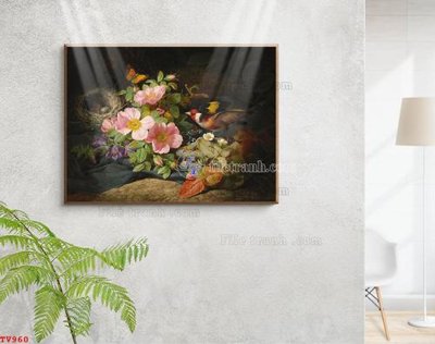 Tải file Tranh tĩnh vật sơn dầu hoa châu âu TV960 (PSD) cho in ấn quảng cáo