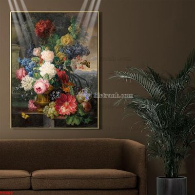File tranh quảng cáo Tranh tĩnh vật sơn dầu hoa châu âu TV965 (file gốc) chuyên nghiệp