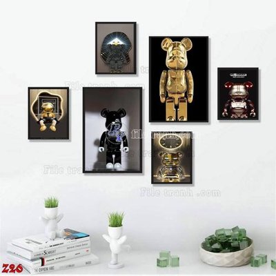Tải file File tranh bộ 6 tấm kaws gấu bearbrick Z26 (ảnh gốc) in gạch 3D