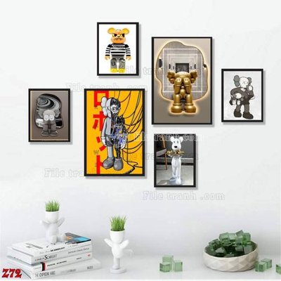 Tải file File tranh bộ 6 tấm kaws gấu bearbrick Z72 (ảnh gốc) file TIFF