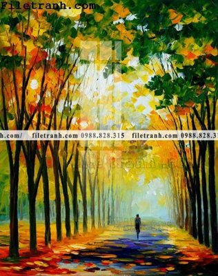 File in trần tranh ve tay son dau nhieu mau tuyet dep 4010 (bản gốc) phong cảnh