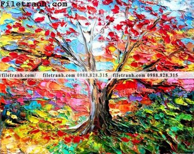 File gốc tranh ve tay son dau nhieu mau tuyet dep 4130 (in lụa) trang trí tường