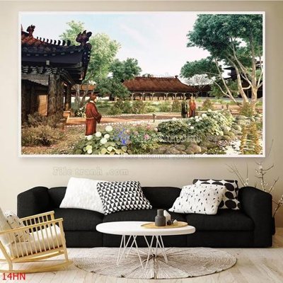 File tranh File tranh hà nội xưa 14HN (gốc) phong cách tối giản